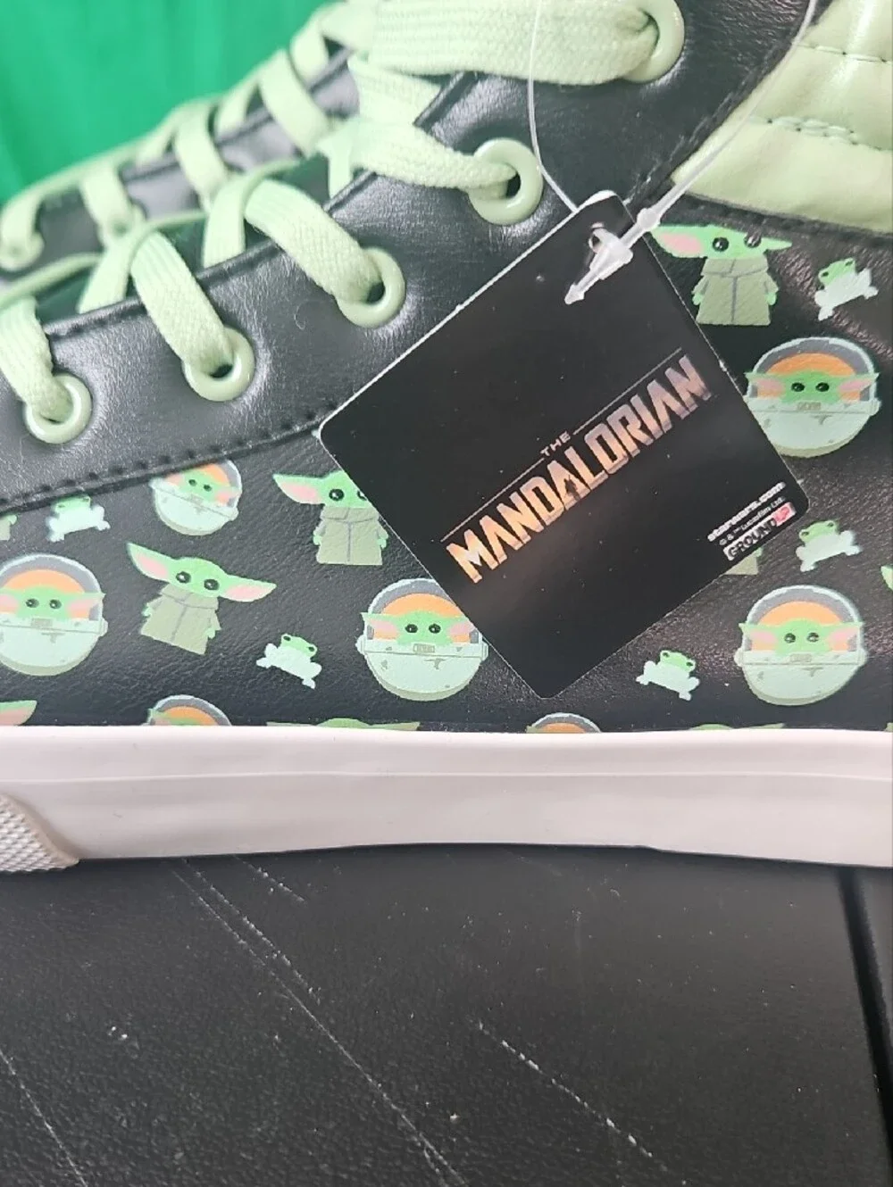 Star Wars Black Sneakers with Light Green Baby Yoda Print